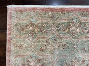 Large Modern Pakistani Rug 9x12, Handmade Wool Carpet, Peshawar Rug, Hand Knotted Oriental Rug, Contemporary, Floral, Light Green