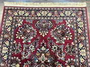 Karastan Rug 4.6 x 6 Lanamar Sarouk #5528, Red Wool Karastan Oriental Carpet, Discontinued, Antique, Wool Pile