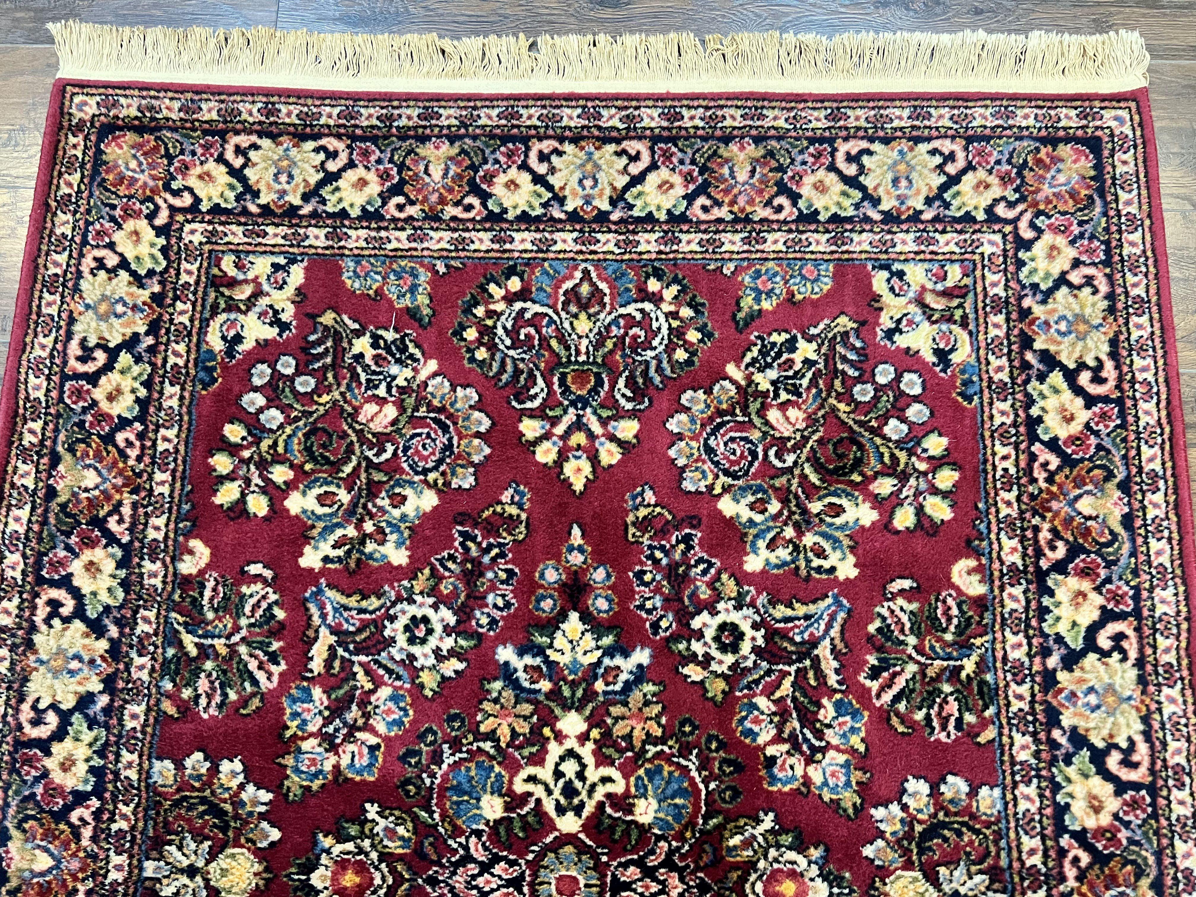 Karastan Rug 4.6 x 6 Lanamar Sarouk #5528, Red Wool Karastan Oriental Carpet, Discontinued, Antique, Wool Pile