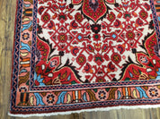 3' 2' X 5' 1" Handmade Floral Wool Rug Red Beige /Ivory