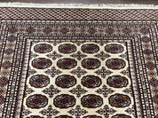 Pakistani Turkoman Rug 6x9, Cream and Red Hand Knotted Wool Oriental Carpet, Yamud Rug, Tribal Rug 6 x 9, Bohemian Area Rug, Bokhara Rug