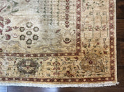 Pakistani Oushak Rug 6 x 9.6, Handmade Wool Peshawar Carpet, Farmhouse Rug