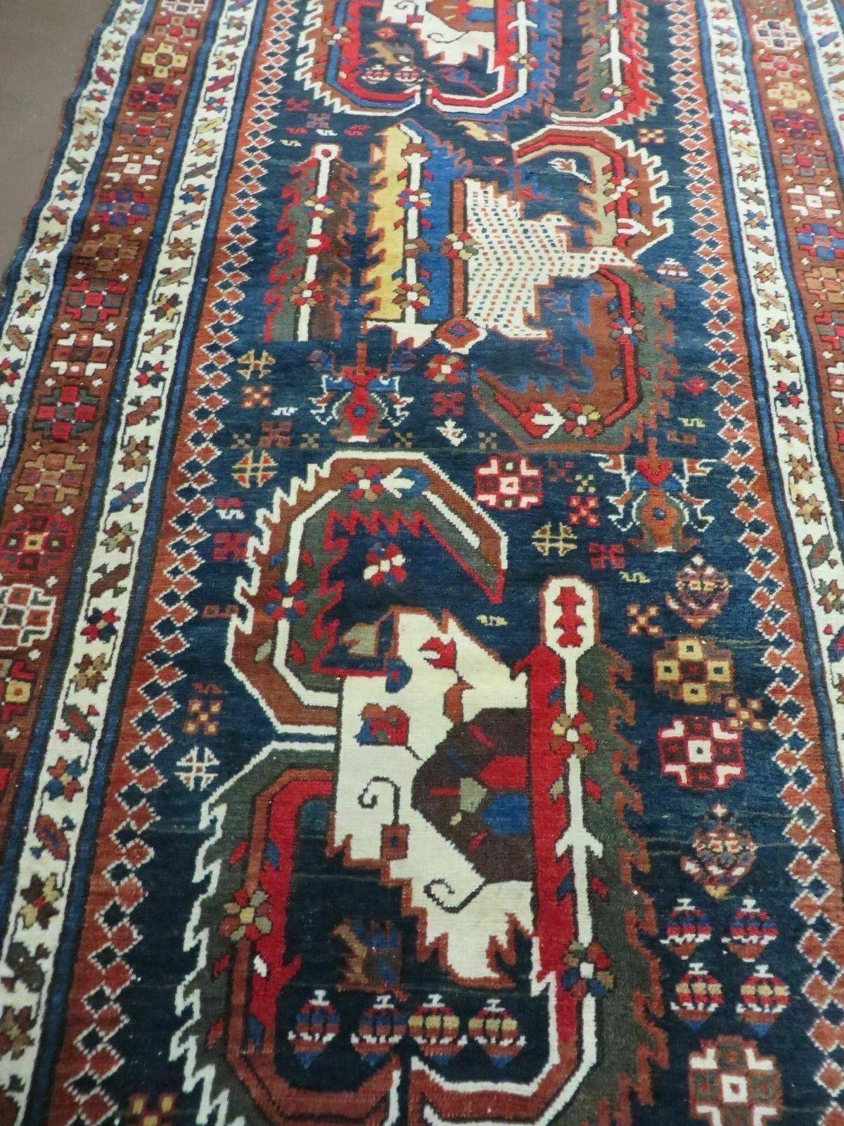 3' 7" X 14' Antique Handmade Caucasian Wool Rug Carpet Nice