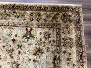 Indian Mahal Rug 8x10, Allover Floral Mahal Oriental Carpet 8 x 10, Handmade Hand Knotted Wool Rug, Indo Persian Area Rug, Tea-Washed Tan