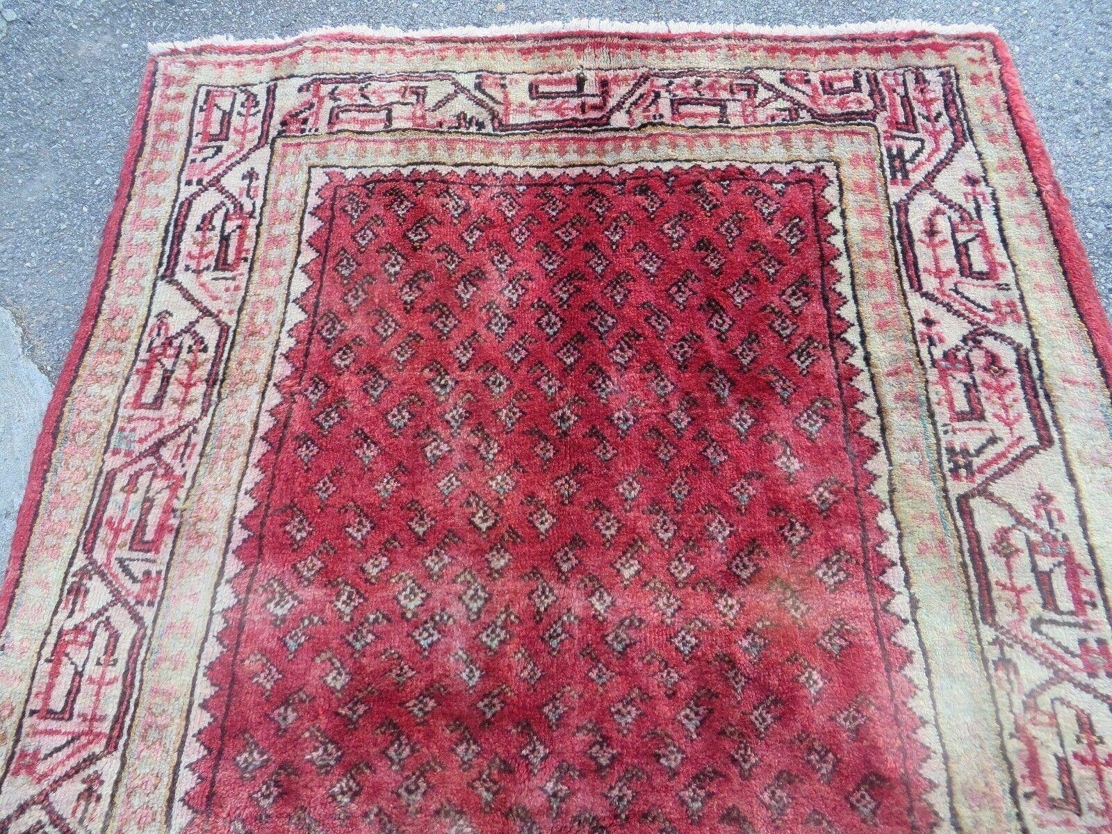 3'7"X 10' Antique Handmade India Oriental Paisley Wool Runner Rug Vegy # 31