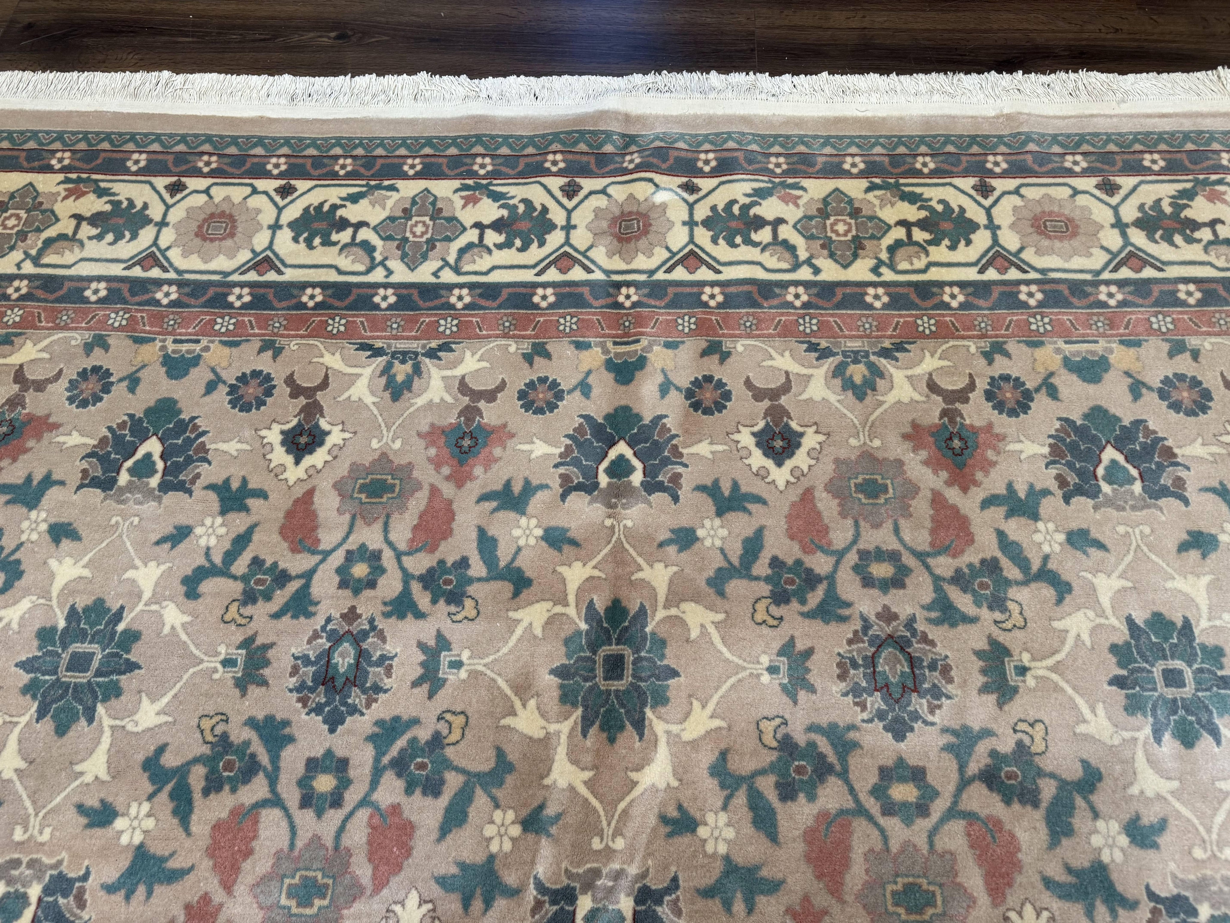 Palace Size Wool Rug 10x18, Sino Persian Kerman Rug, Oversized Hand Knotted Carpet, Light Taupe, Allover Pattern