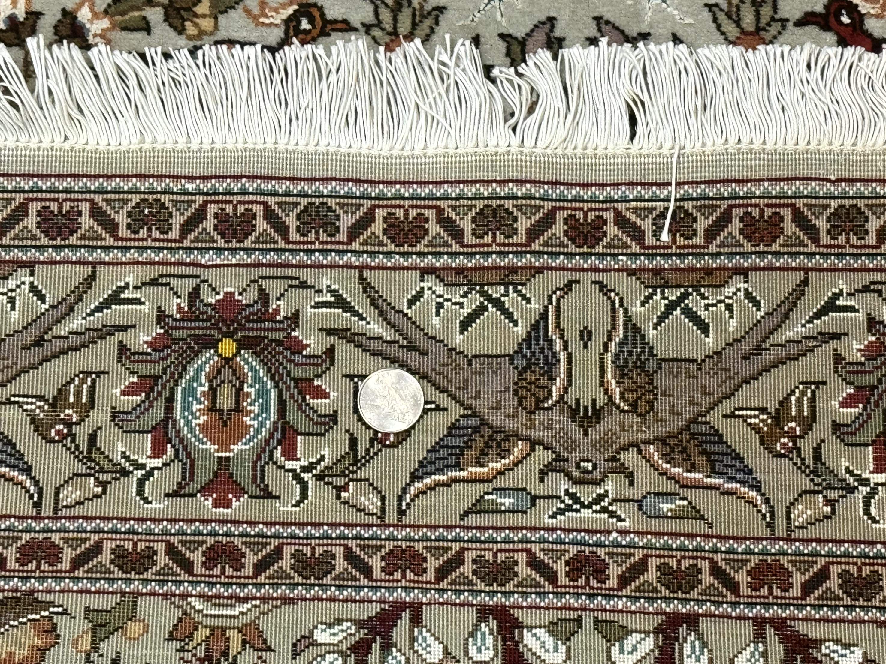 Wonderful Persian Tabriz Rug 3x5, Tree of Life, Animal Pictorials, Birds, Wool & Silk Highlights, Fine 330 KPSI