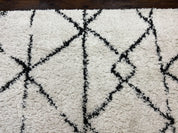 Modern Shag Rug 5x7, Ivory and Black Area Rug 5 x 7 ft
