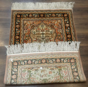 Exceptional Silk Rug 2.6 x 4, Very Fine 630 KPSI, Persian Vase Tree of Life Bird Pictorials, Handmade