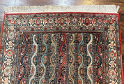 Persian Qum Rug 4x7, Striped Paisley Boteh Design