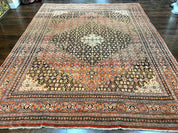 Rare Antique Persian Tabriz Rug 9x12, Red, Handmade, Wool