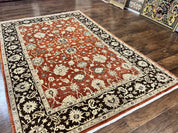 Pakistani Oriental Rug 6x9, Red, Floral Allover, Handmade Wool Rug, Peshawar Chobi Rug, Pak Persian Carpet 6 x 9