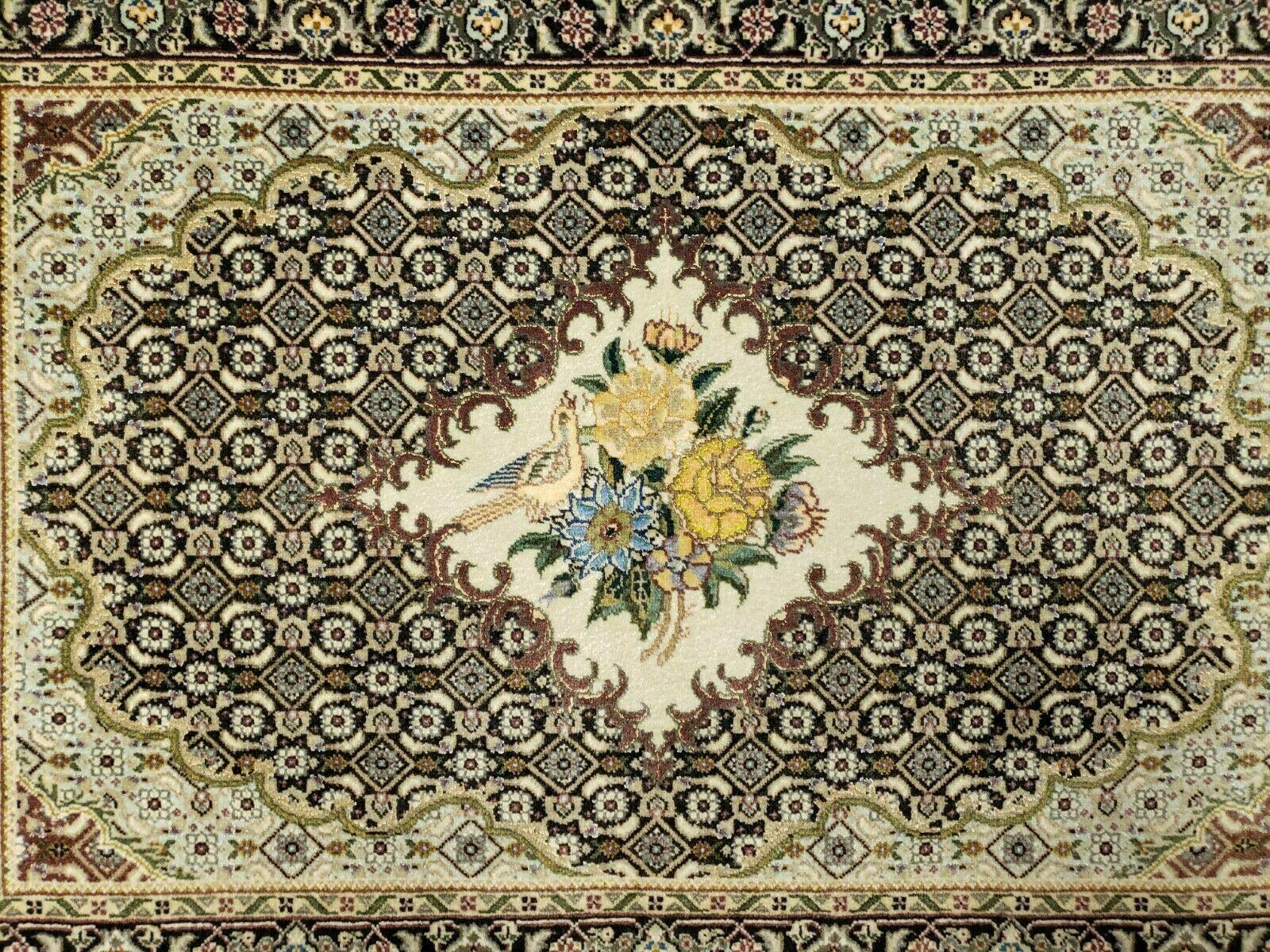 Small Persian Rug 2.4 x 3, Birds and Flowers, Finely Hand Knotted
