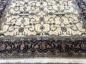 Sino Persian Rug 8x10, Allover Pattern, Beige and Midnight Blue, Wool Oriental Carpet