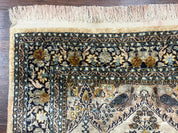 Silk Indian Kashmiri Rug 3x4, Very Fine 400 KPSI, Silk Prayer Rug, Handmade