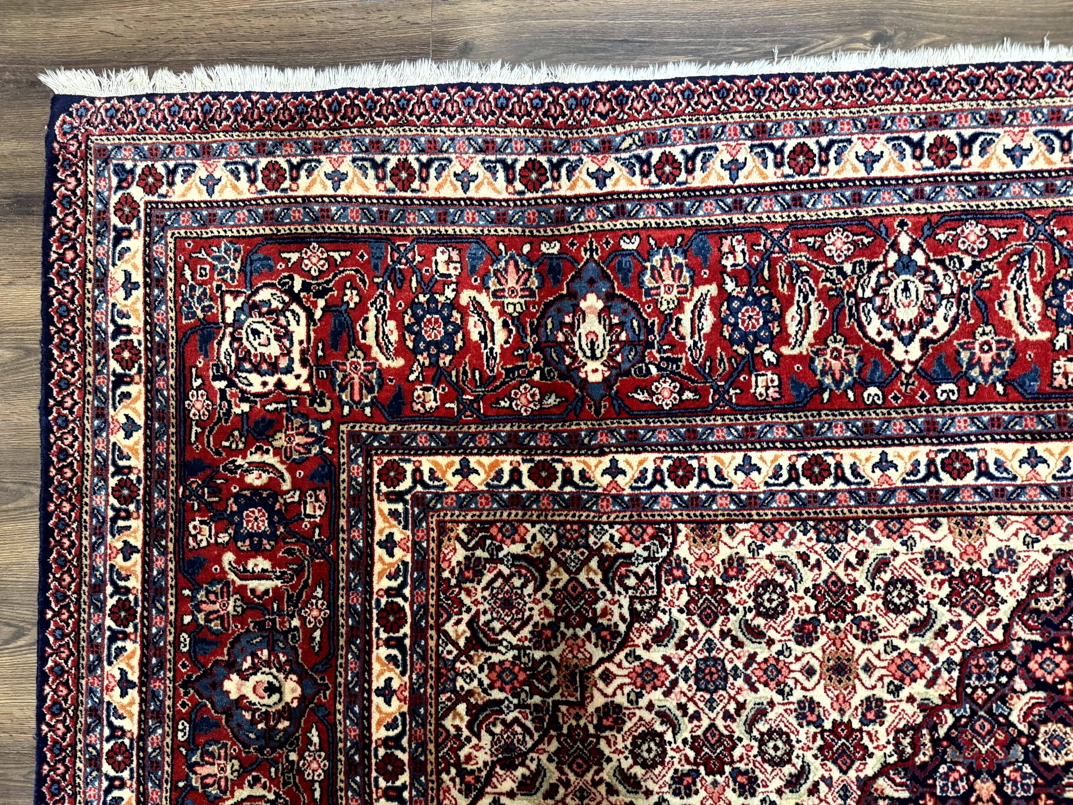 Persian Tabriz Rug 11x14 Navy Blue Herati Wool Carpet