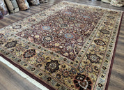 Indo Persian Rug 8x11, Eggplant & Tan, Allover Pattern, Wool Couristan Handmade Rug