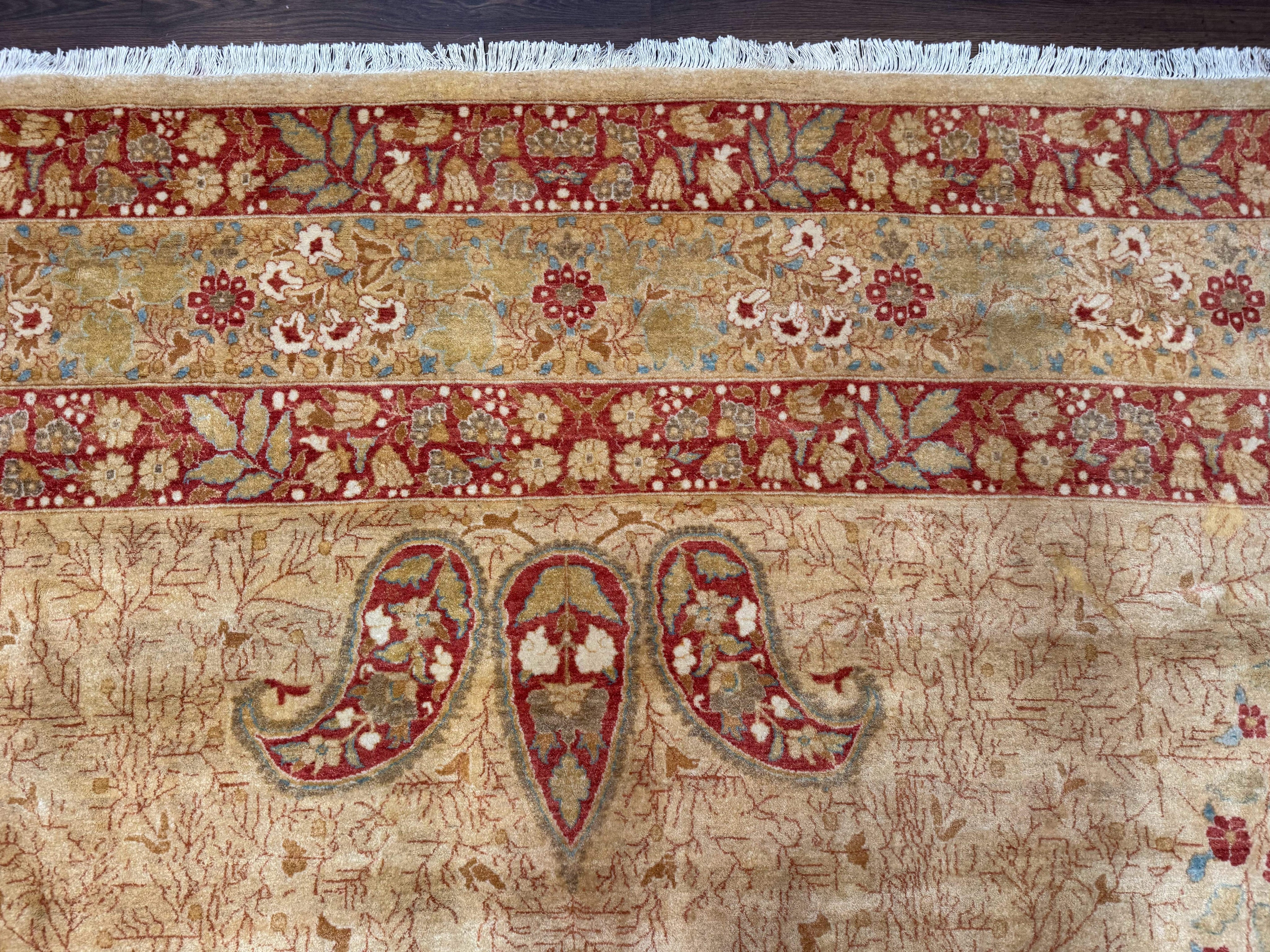 Palace Size Pak Persian Rug 13x17, Haji Jalili Design, Beige and Rust, Wool Hand Knotted, Fine 260 KPSI