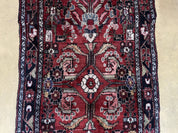 3' 4" X 9' Antique Handmade Wool Rug Runner Floral Organic Dyes Red Nice