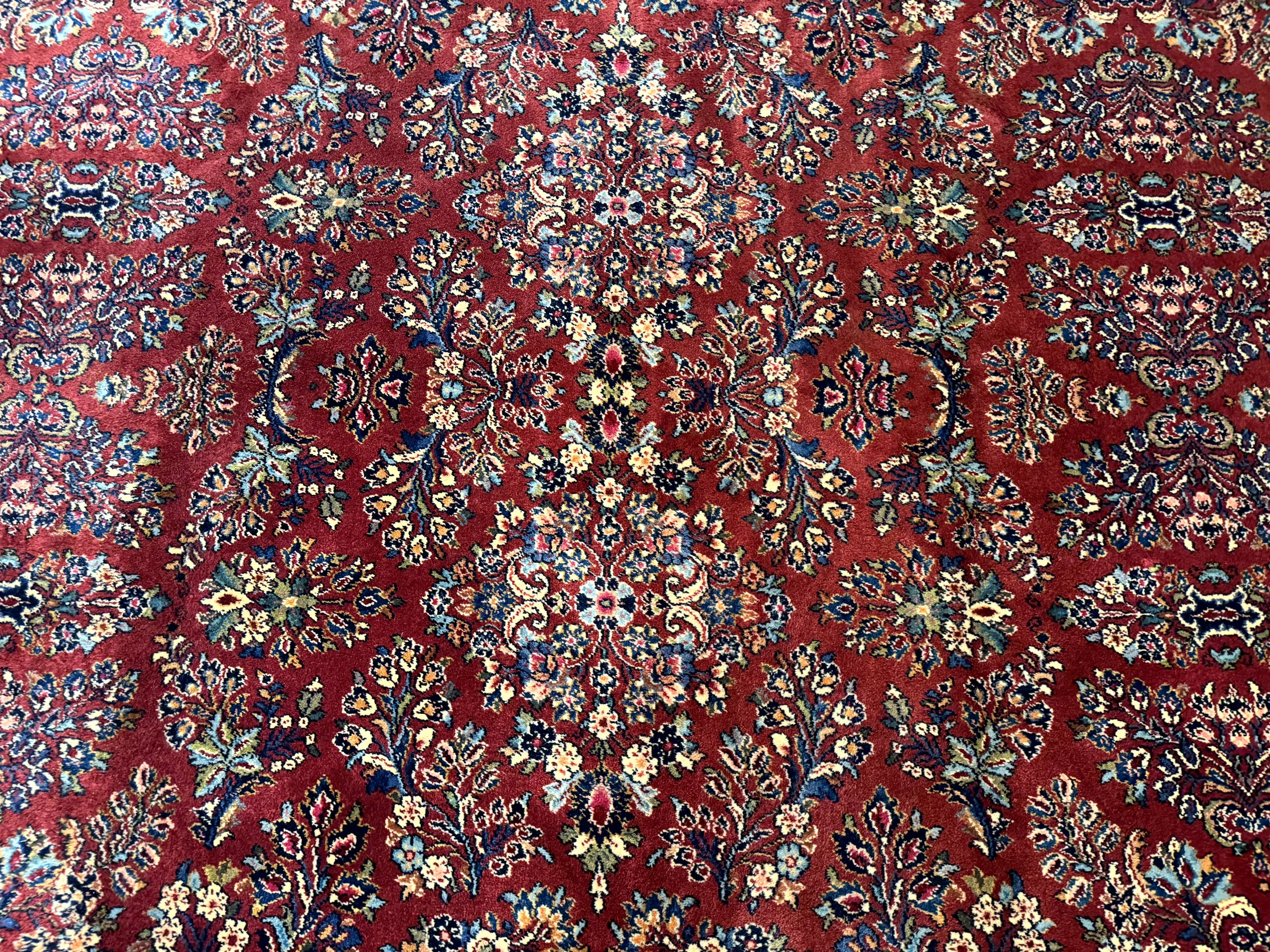 Karastan Rug 10x14, Red Sarouk #785, Wool Original 700 Series