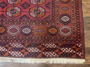 Antique Persian Turkoman Bokhara Rug 7x11, Tribal Rug, Red