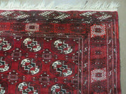 4' 5" X 5' 7" Semi Antique Handmade Afghan Yamud Turkoman Bokhara Wool Rug
