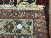 Navy Blue Antique Persian Rug 3x6, Blue and Ivory Persian Carpet, Handmade 1920s Hamadan Rug