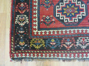 3' 3" X 10' Hand-Knotted Antique Handmade Caucasian Kazak Wool Runner Rug