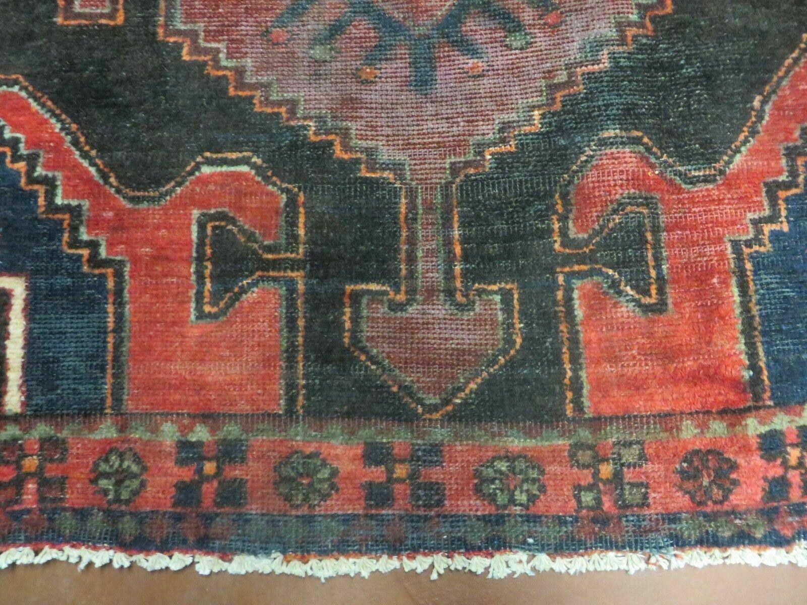 4' X 8' Antique Handmade India Geometric Oriental Tribal Wool Rug Red # 603