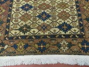 4' X 5' Antique Handmade Caucasian Kazak Shirvan Wool Rug Snow Flakes