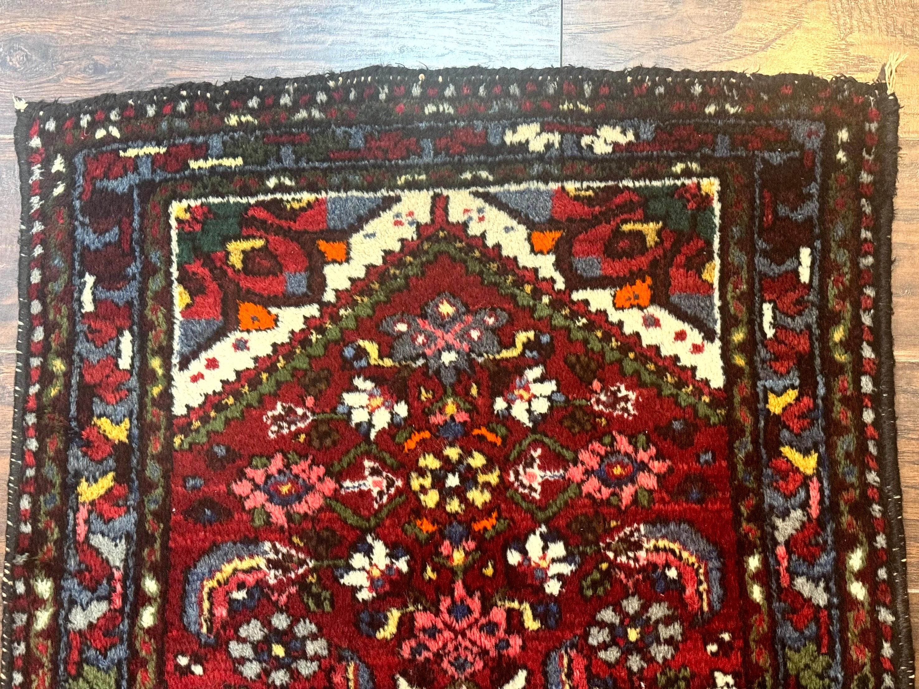 Small Red Persian Tribal Rug 2.6 x 4, Wool Rug, Persian Hamadan Rug