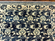 Sino Persian Rug 6x9, Hand Knotted Wool Carpet, Floral Allover, Blue Cream-Tan