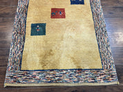 Indo Gabbeh Rug 3.7 x 5, Tribal Rug, Boho Rug, Wool Handmade Carpet