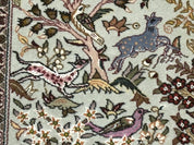 Wonderful Persian Tabriz Rug 3x5, Tree of Life, Animal Pictorials, Birds, Wool & Silk Highlights, Fine 330 KPSI