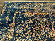 Area Rug 8x10 High Quality Handmade Oriental Carpet, Modern Contemporary Rug, Rug for Living Room, Wool Rug, Blue and Gold, Pakistani Rug