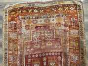 Antique Turkish Melas Rug 4x7, Tribal Geometric Unique Collectible Hand Knotted Wool Oriental Carpet, Rare 1920s Rug, Burnt Orange Red