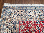 Persian Nain Rug 8x12, Red and Ivory, Signed