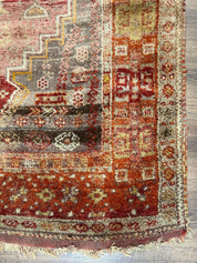 Antique Turkish Melas Rug 4x7, Tribal Geometric Unique Collectible Hand Knotted Wool Oriental Carpet, Rare 1920s Rug, Burnt Orange Red
