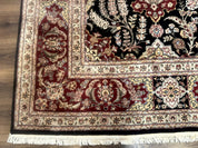 Sino Persian Rug 9x12, Black & Maroon, Wool and Silk, Allover Pattern