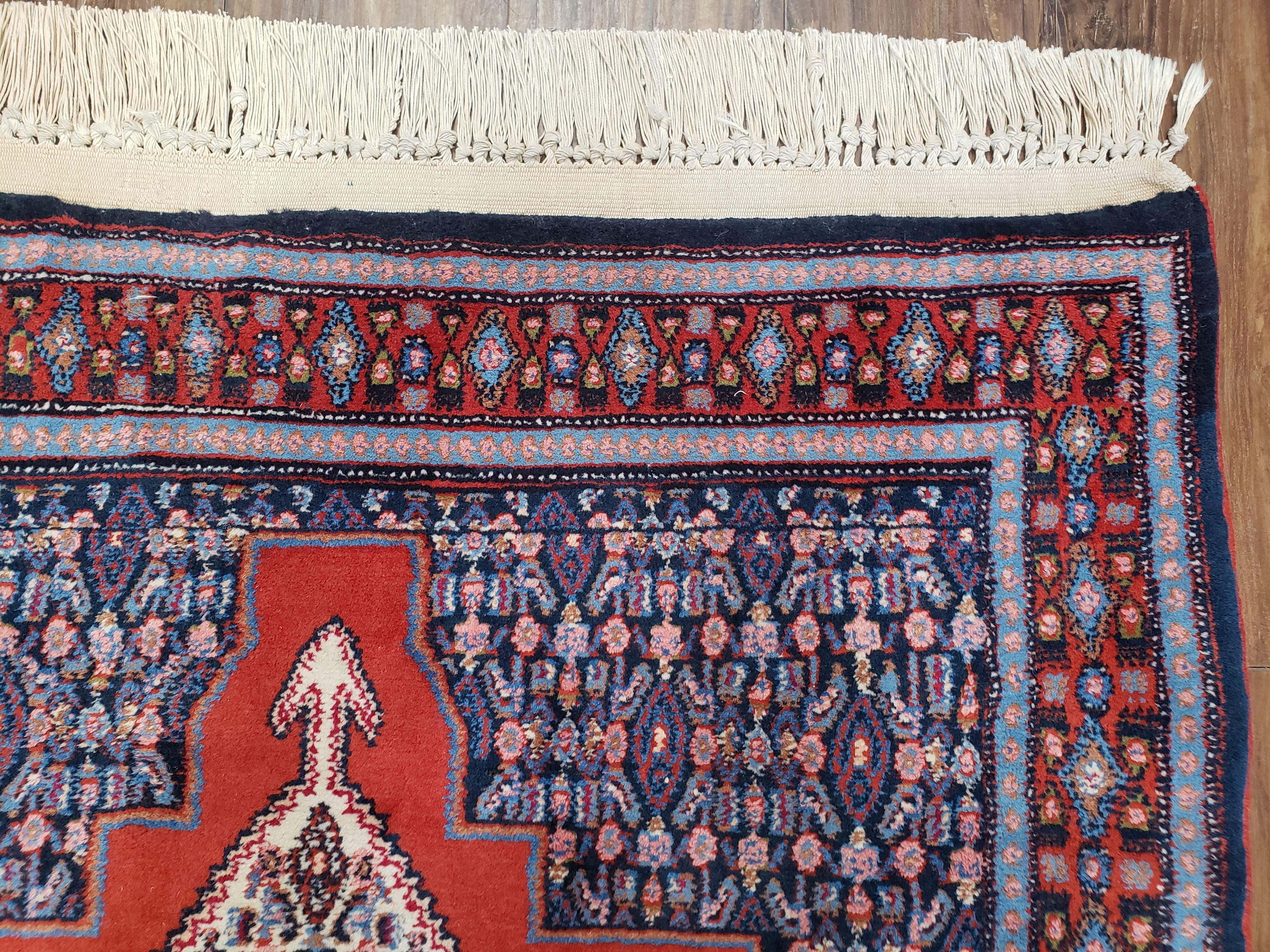 4x6 Western Kurdistan Kurdish Carpet Senneh Wool Area Rug Veg Dyes Red Blue Nice