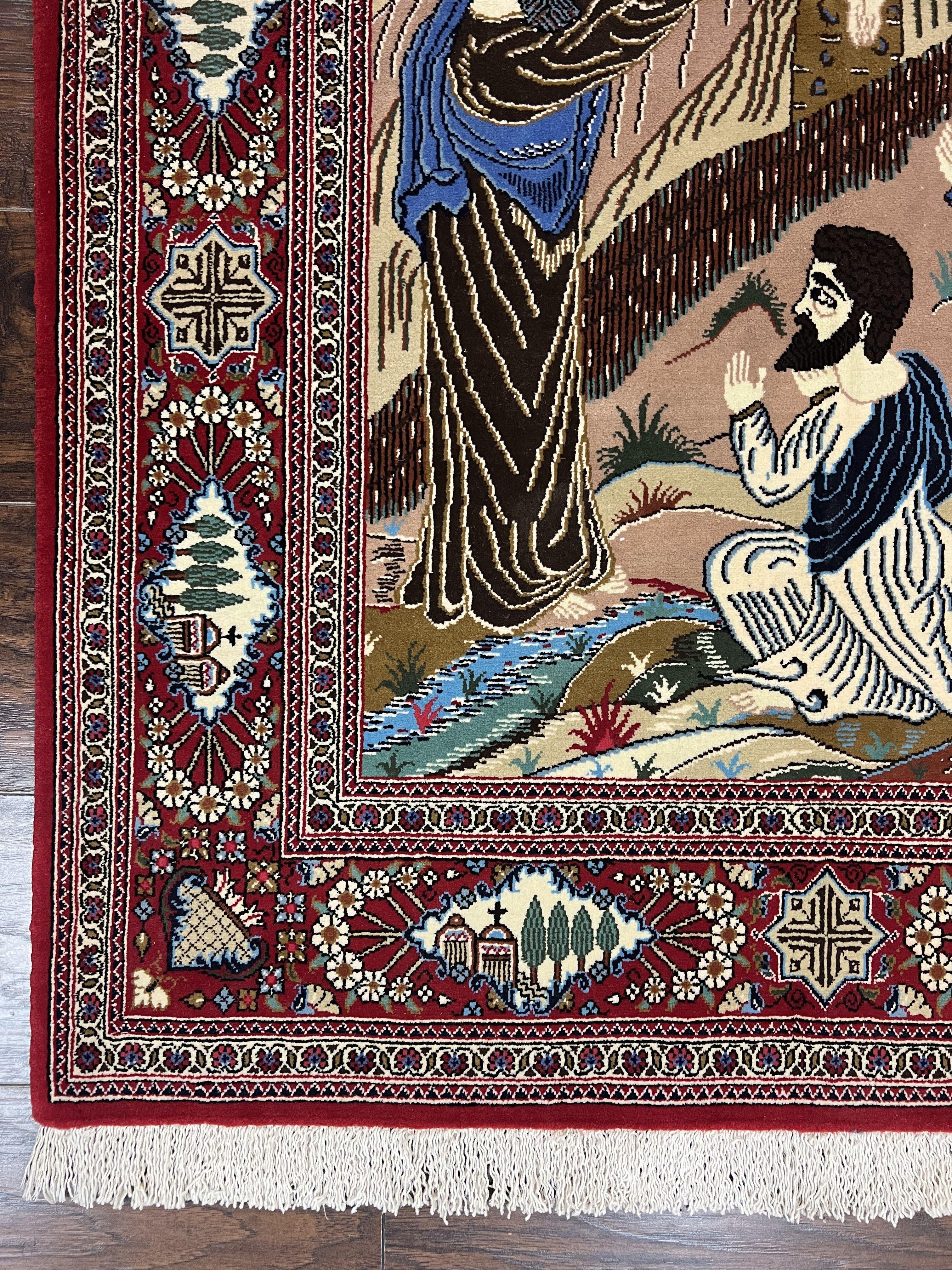 Persian Kashan Pictorial Rug 3x5 - Jesus on Cross