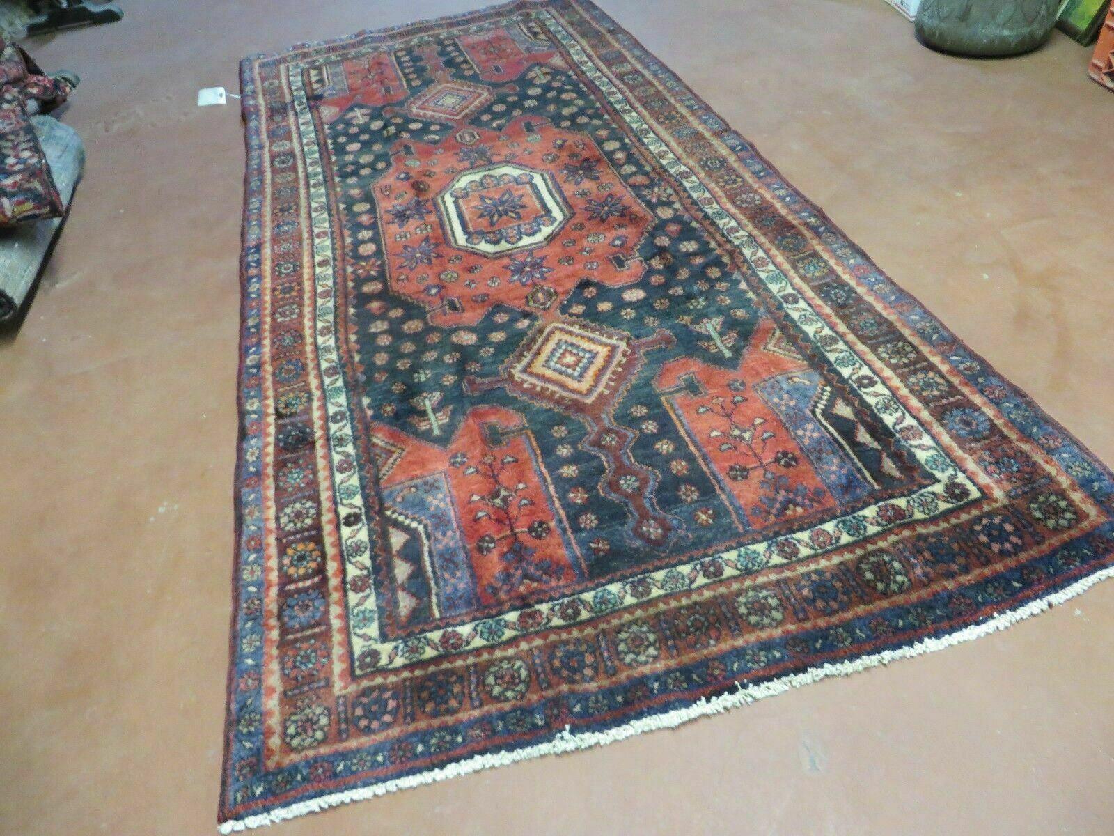 4' X 9' Antique Handmade Turkish Tribal Oriental Geometric Wool Rug # 605