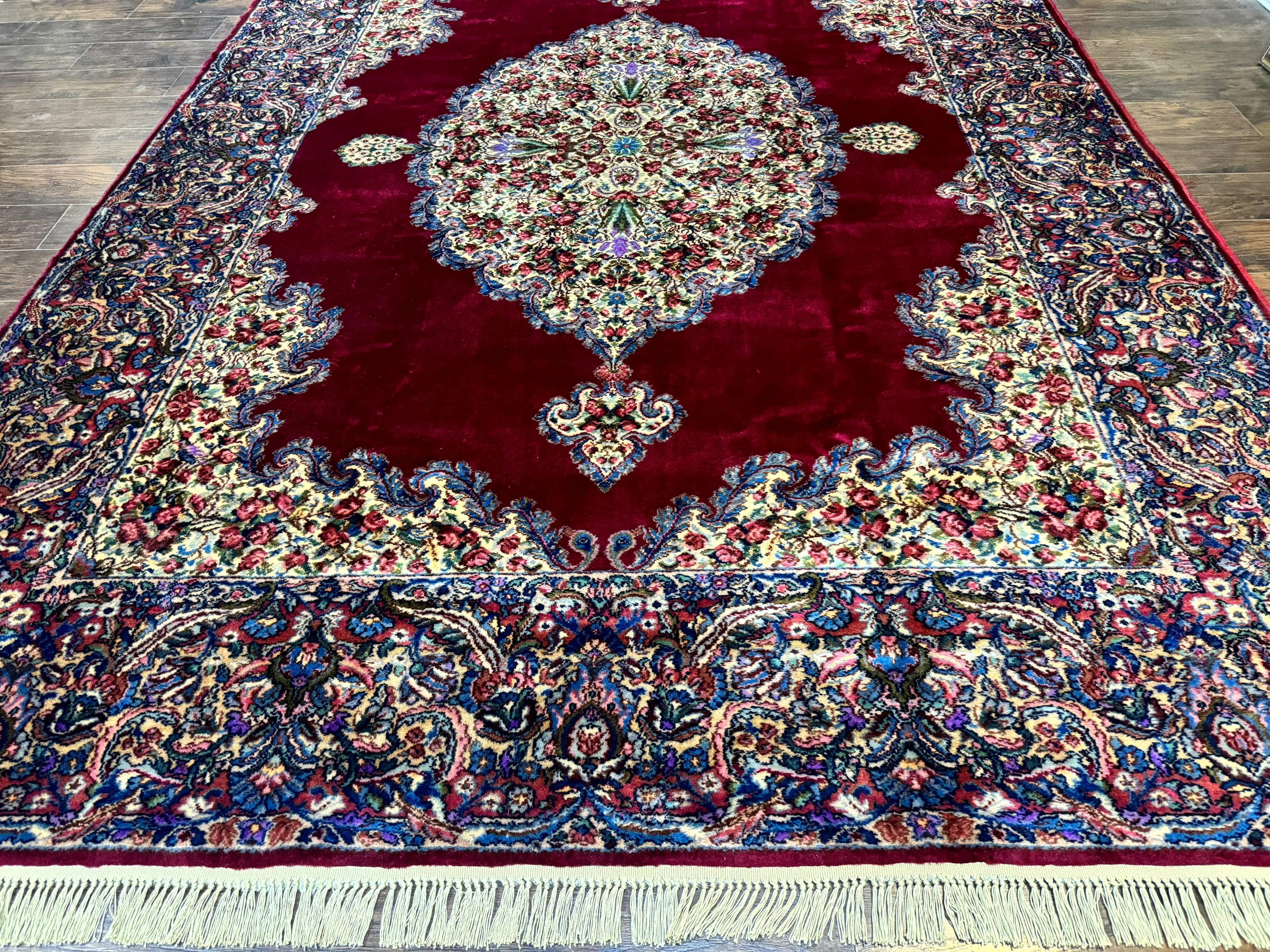 Karastan Rug 8.8 x 12 - Red Floral Kirman - Wool Pile Carpet