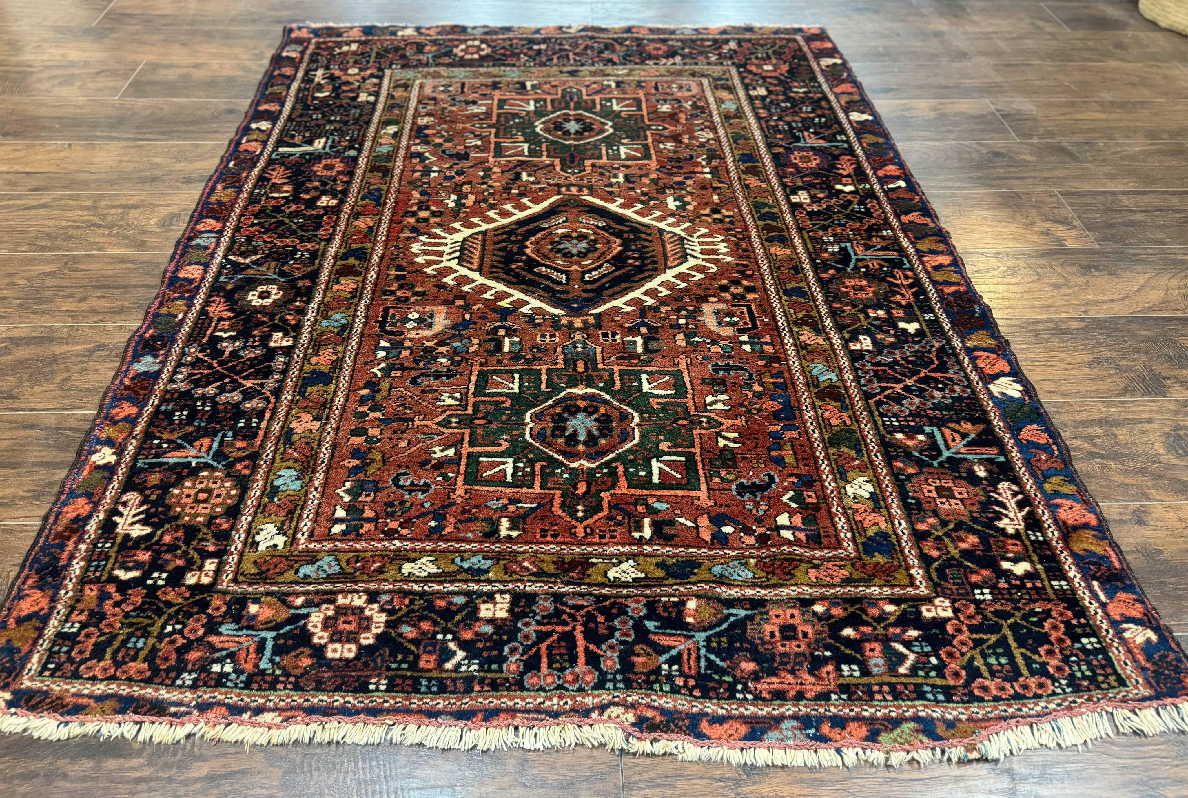 Antique Persian Karajeh Heriz Rug 5x6