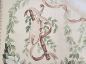 Elegant Aubusson Rug 10 x 14, Cream and Ivory Simple Aubusson Floral Carpet, Hand-Woven, European, New Aubusson Rug, Wool Area Rug, Violins