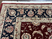 Maroon Persian Area Rug 8x10, Floral Allover, Pak Persian, Wool and Silk Highlights, Traditional Oriental Carpet