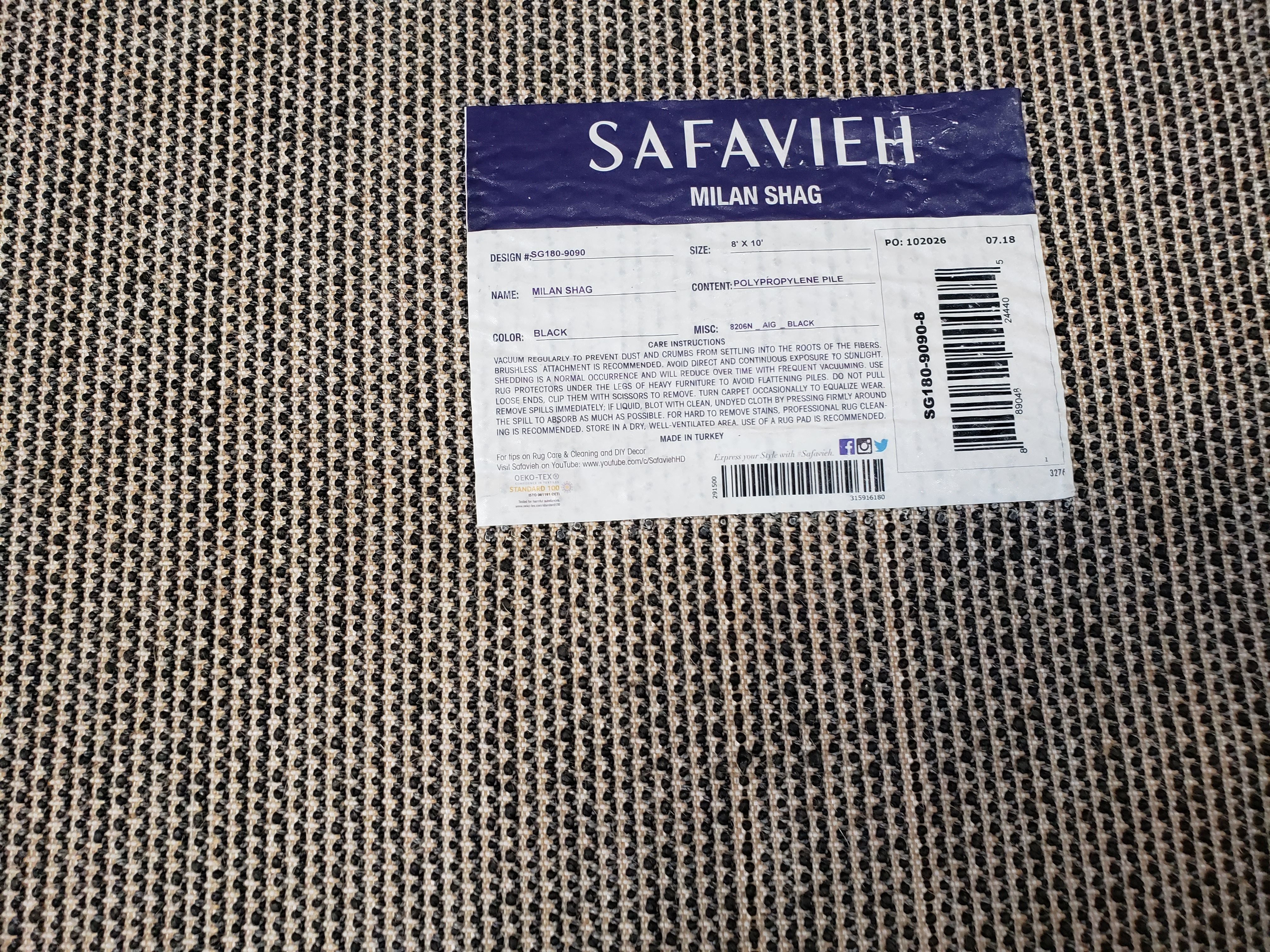 Black Shag Rug 8x10, Savafieh Milan Fluffy Black Carpet, Room Sized Shag Rug, Modern Contemporary Rug, Soft Living Room Rug, Bedroom Rug