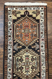 Persian Tribal Runner Rug 2.4 x 9.4, Geometric Medallions, Sarab Runner