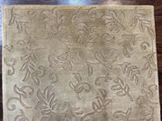 Modern Tibetan Rug 3.7 x 5.5, Carved Floral Design, Wool and Silk Highlights