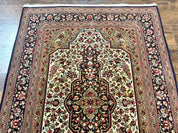 Persian Qum Rug 3.6 x 5, Kork Wool, Very Finely Hand Knotted 325 KPSI, Rare, Semi Antique